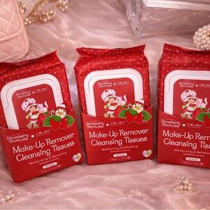 #2Strawberry Theme Makeup Remover Wipes 🍓 Cleansing Tissues Set